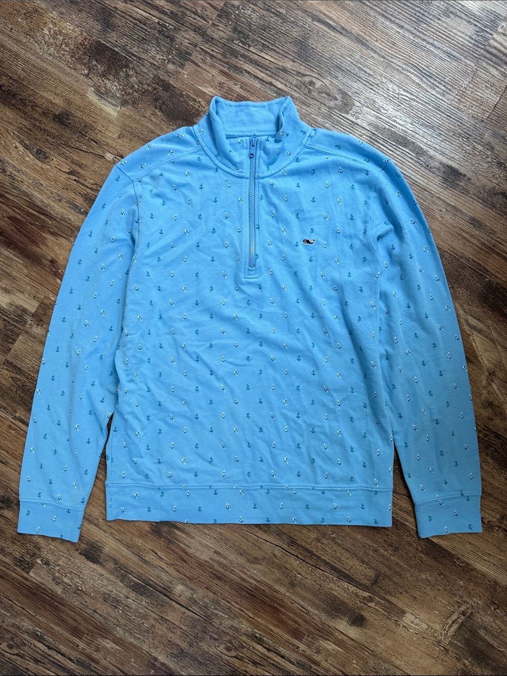 Vineyard Vines Printed Broadfield Half Zip Anchor Ocean Breeze Size Medium NWT